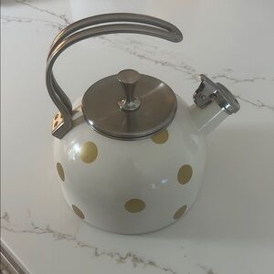 Kate Spade White and Gold Dot Kettle